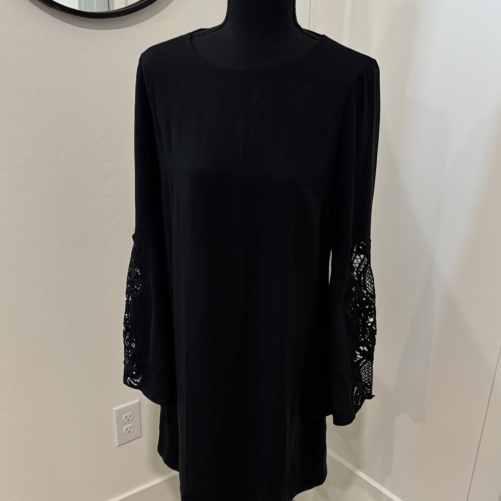 Black Dress with Lace Sleeves